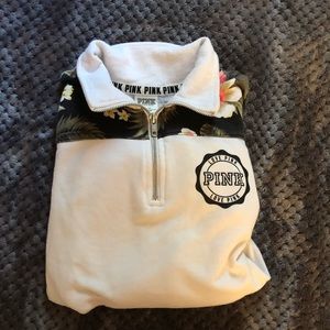 White PINK quarter zip sweatshirt hoodie VS